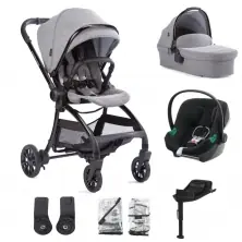 Junior Jones Aylo 7 Piece Travel System with Cybex Aton B2 Car Seat and Base One - Grey Marl/Black