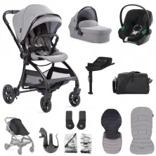 Junior Jones Aylo 12 Piece Travel System with Cybex Aton B2 Car Seat and Base One - Grey Marl/Black