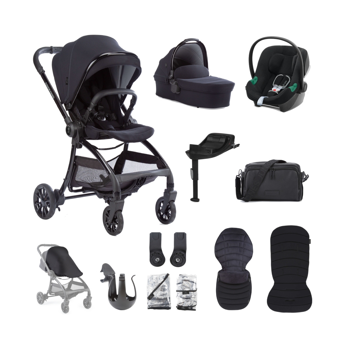 Junior Jones Aylo 12 Piece Travel System with Cybex Aton B2 Car seat and Base One