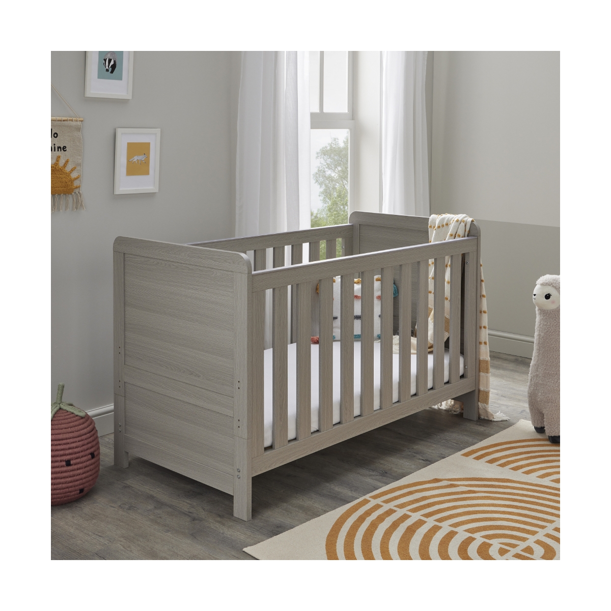 Babymore Caro Mini Cot Bed–Greywash