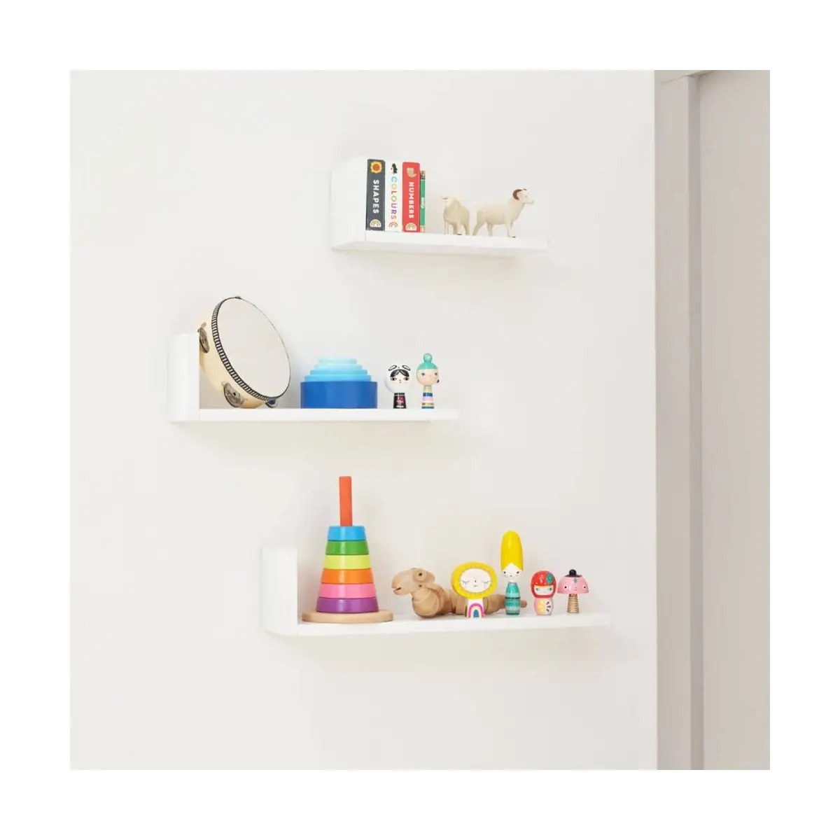Image of Tutti Bambini Rio Set of Three L-Shaped Wall Shelves - White