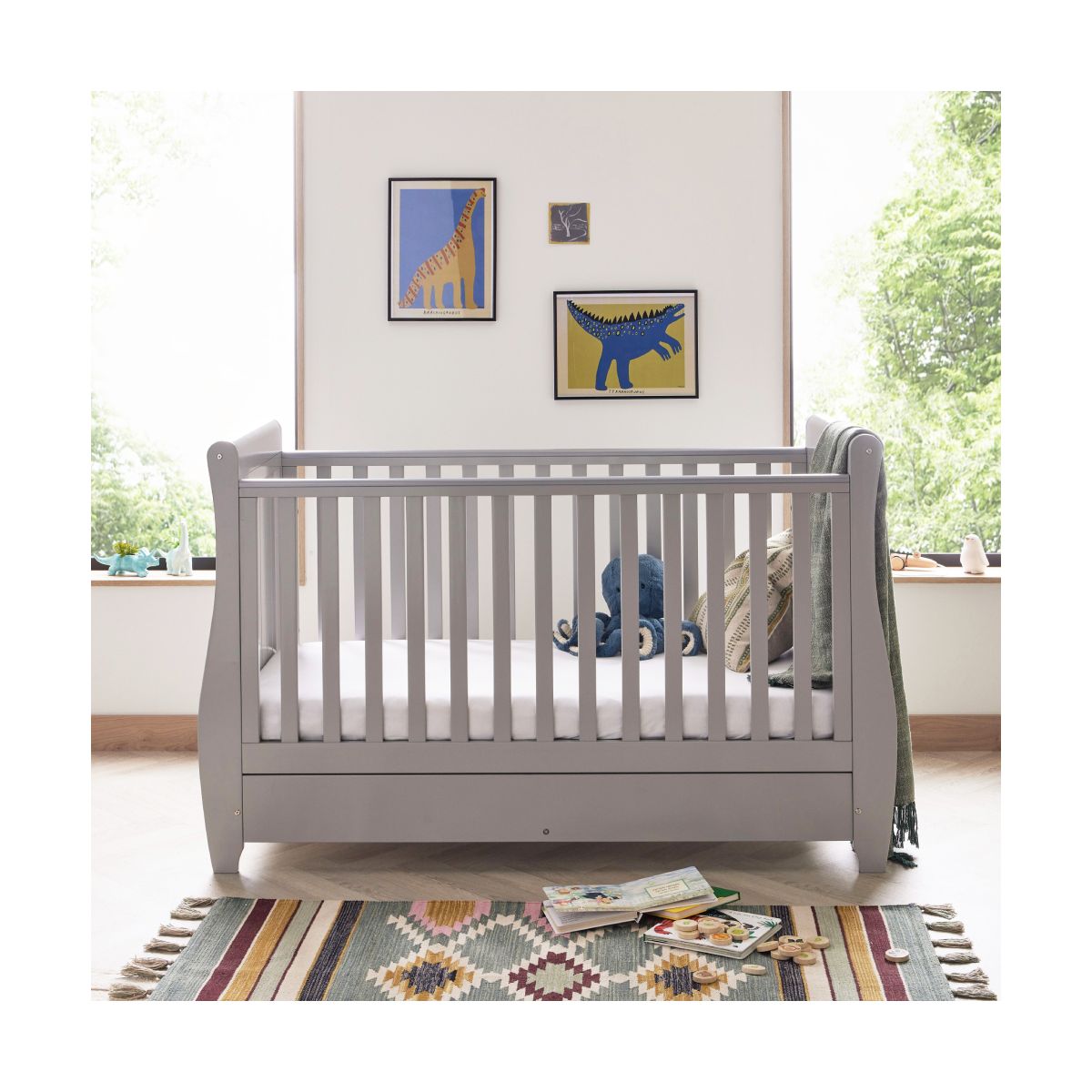 Babymore Stella Sleigh DROPSIDE Convertible Cot Bed