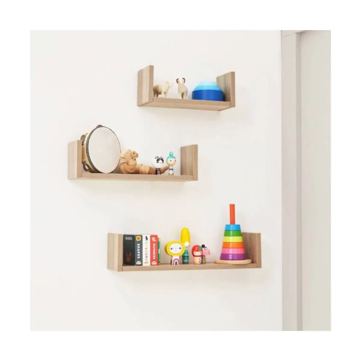 Image of Tutti Bambini Modena Set of Three U-Shaped Wall Shelves - Oak