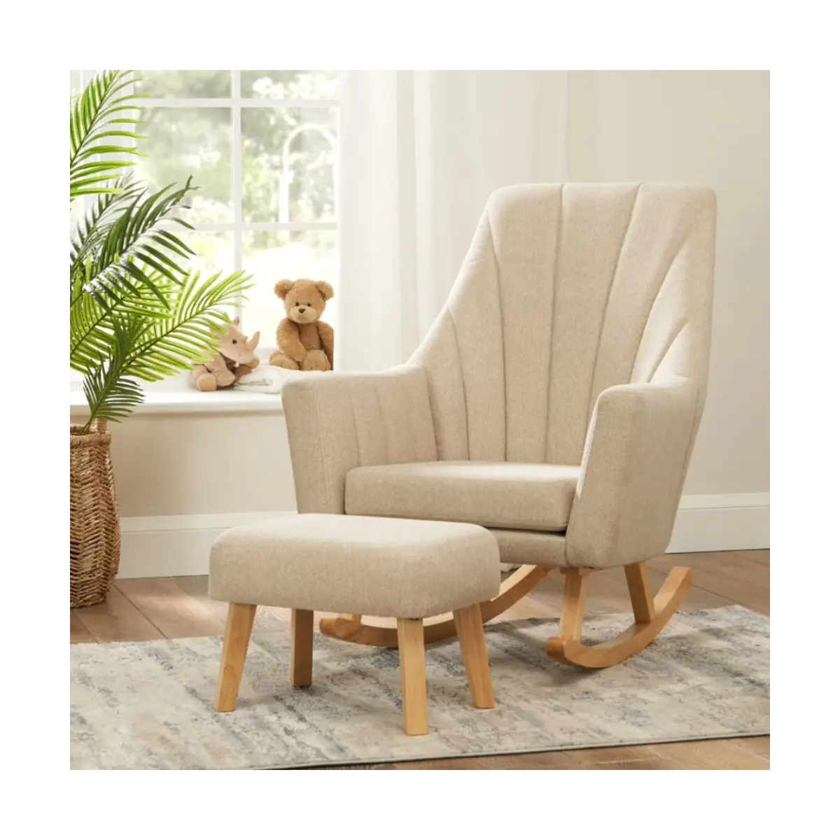 Image of Tutti Bambini Jonah Rocking Chair and Footstool Set-Stone + Free Nursing Pillow Worth £59.99!