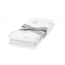 Kiki & Sebby Pack of 3 100% Cotton Muslin Squares – Kiki & Sebby Logo/Grey/White