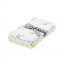 Kiki & Sebby 100% Cotton Pack of 3 Muslin Swaddle Blankets – Panda/Grey/Green