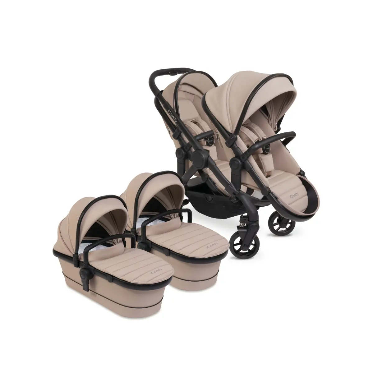 Image of iCandy Peach 7 Twin Pushchair Bundle-Cookie