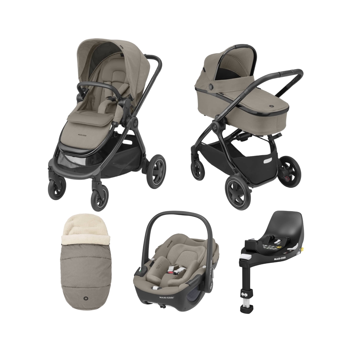 Maxi Cosi Adorra Luxe 360 3in1 Travel System with Chrome Chassis