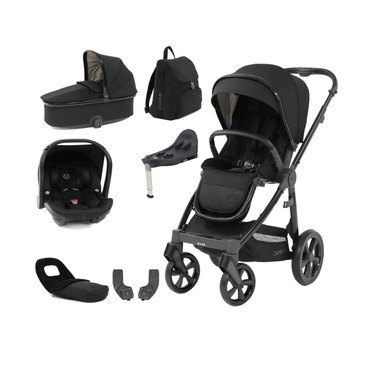 BabyStyle Oyster 3 Gloss Black Chassis Edition 7 Piece Luxury Travel System