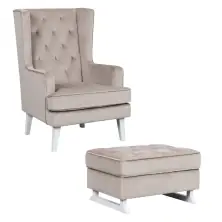 Nursery Collective Nursing Rocking Chair & Footstool Bundle - Mink Grey/White