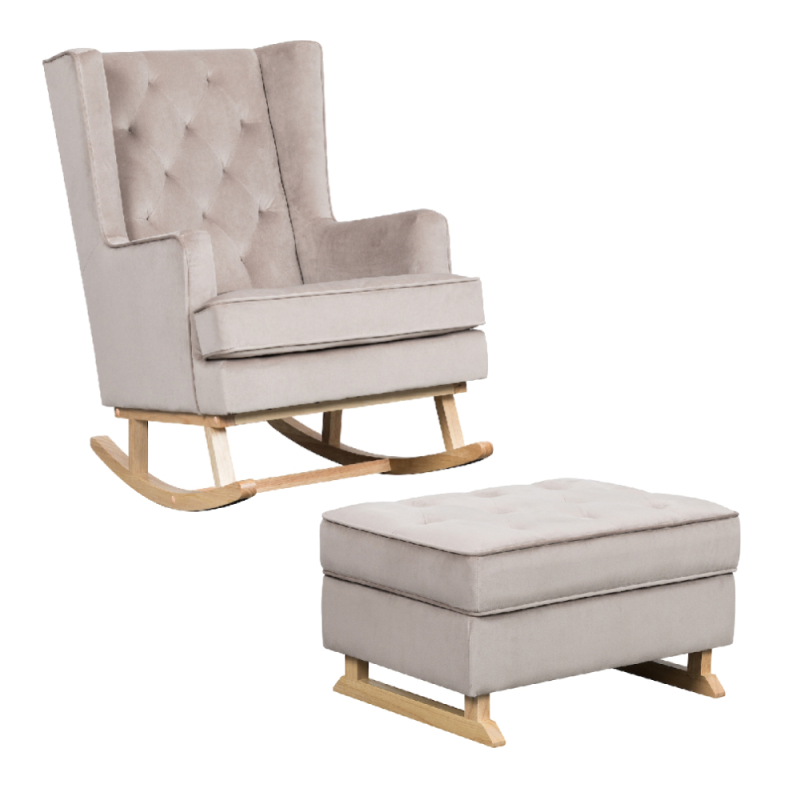 Nursery Collective Nursing Rocking Chair & Footstool Bundle Mink Grey
