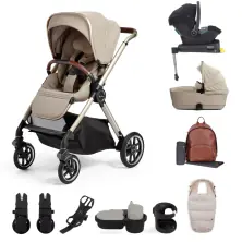 Silver Cross Reef Pushchair With First Bed Folding Carrycot & Ultimate Pack - Stone