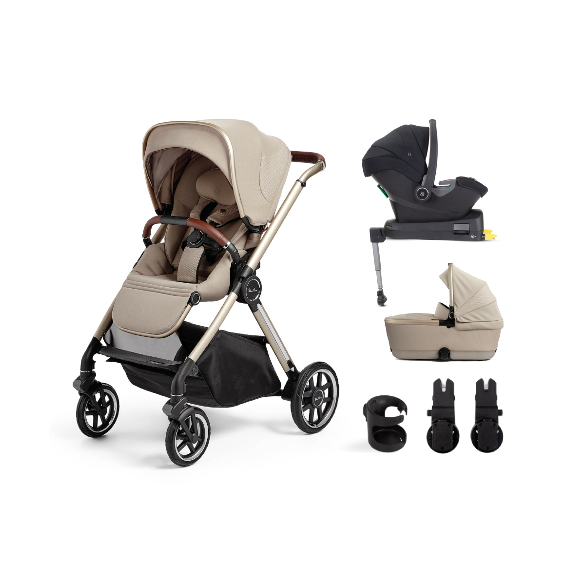 Silver Cross Reef Pushchair With First Bed Folding Carrycot & Travel Pack