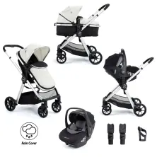Babymore Mimi 3 in 1 Travel System Bundle with Pecan i-Size Carseat - Silver