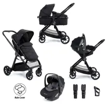 Babymore Mimi 3 in 1 Travel System Bundle with Pecan i-Size Carseat - Black