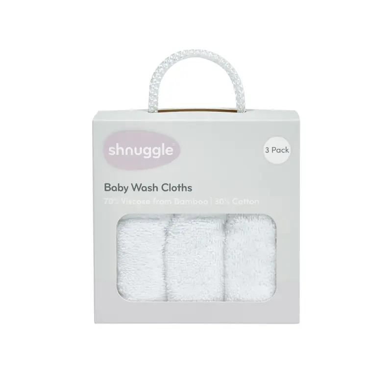 Shnuggle Pack of 3 Wash Cloths - White
