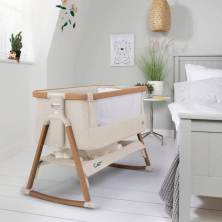 Tutti Bambini CoZee AIR Bedside Crib-Scandinavian Walnut/Ecru
