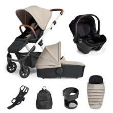 Silver Cross Tide 3in1 Travel System With Dream i-Size Car Seat & Accessory Box - Stone