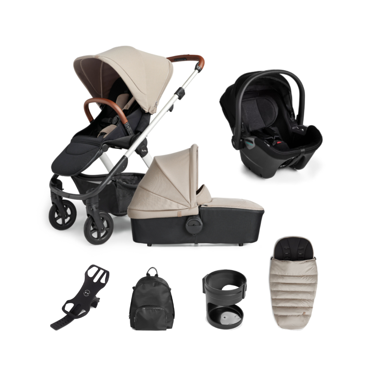 Silver Cross Tide 3in1 Travel System With Dream i-Size Car Seat & Accessory Box