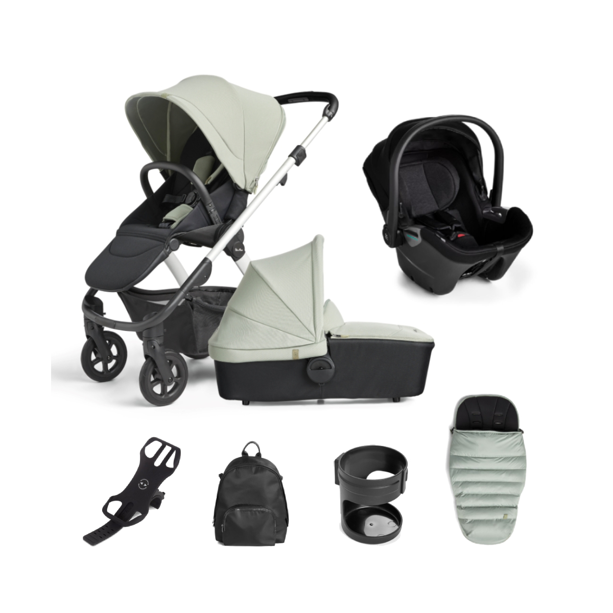Silver Cross Tide 3in1 Travel System With Dream i-Size Car Seat & Accessory Box