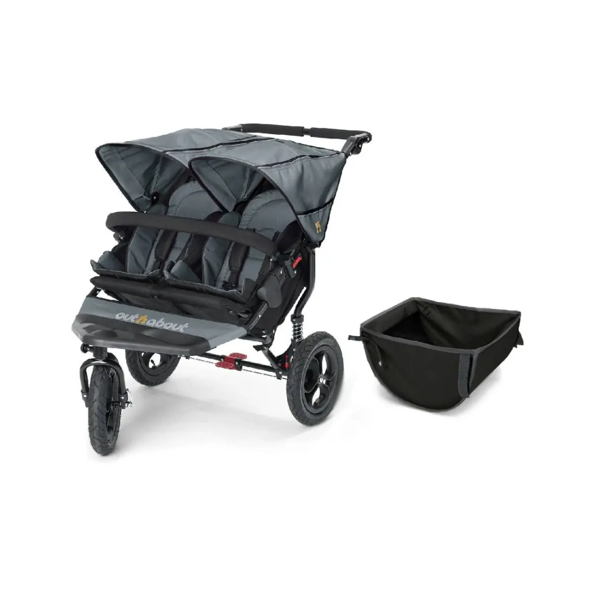 Out n About Nipper Double 360 V4 Stroller-Steel Grey