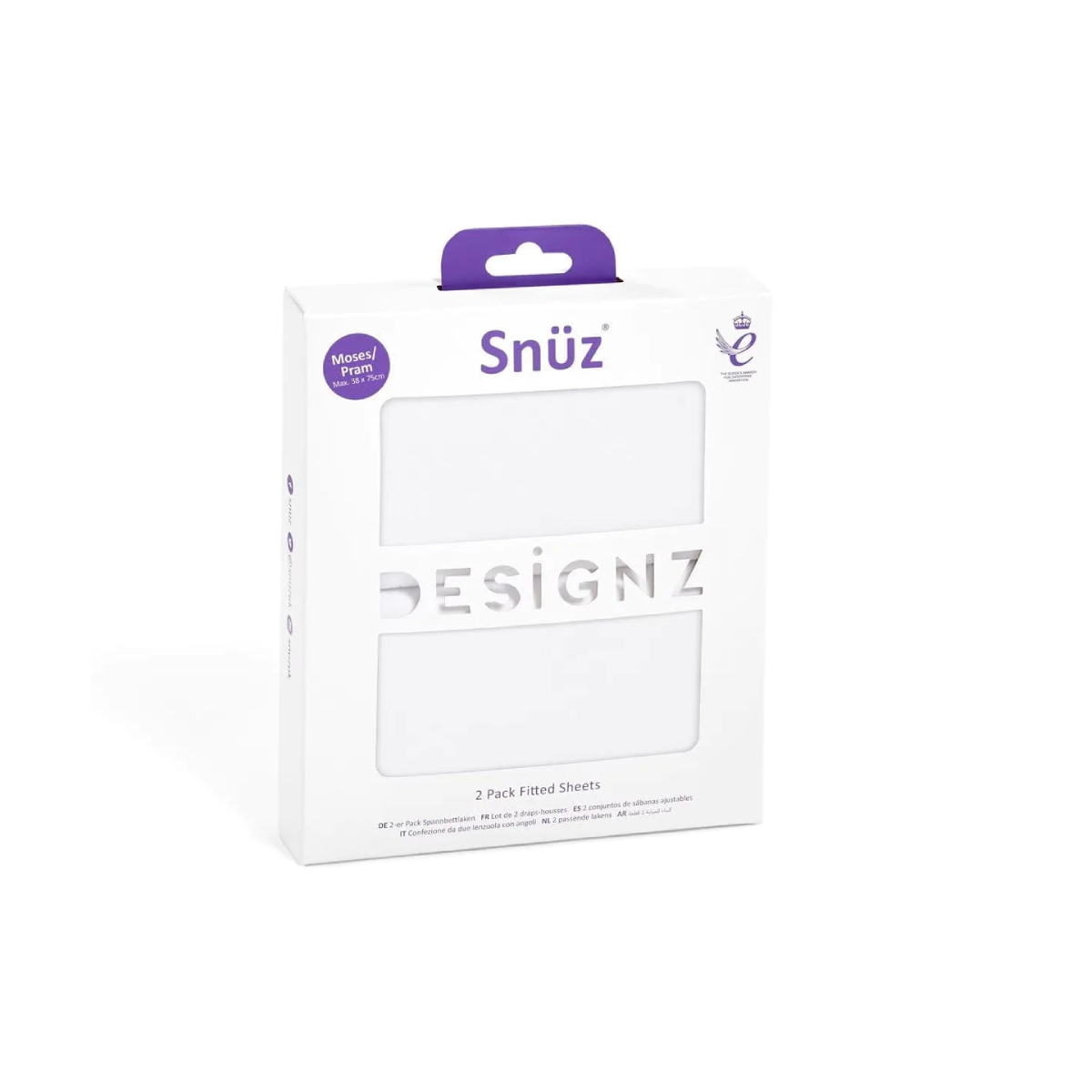 Snuz Pack of 2 Moses Basket/Pram Fitted Sheets