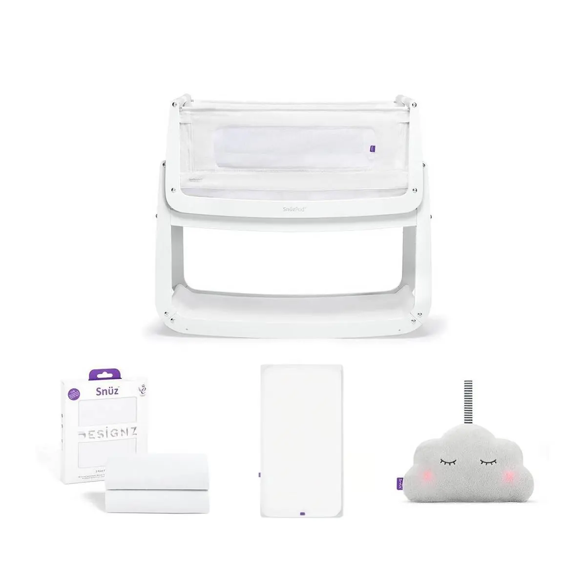 SnuzPod4 Bedside Crib Bundle Package – White