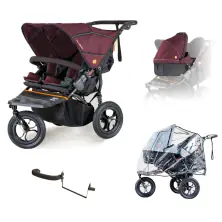 Out n About Double Nipper V5 Newborn & Toddler Starter Bundle-Bramble Berry Red
