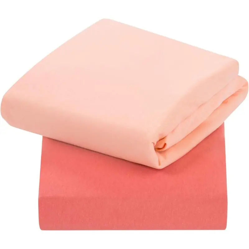 ClevaMama Jersey Cotton Fitted Sheets For Cot Bed (70x140 cm)-Coral (3325)