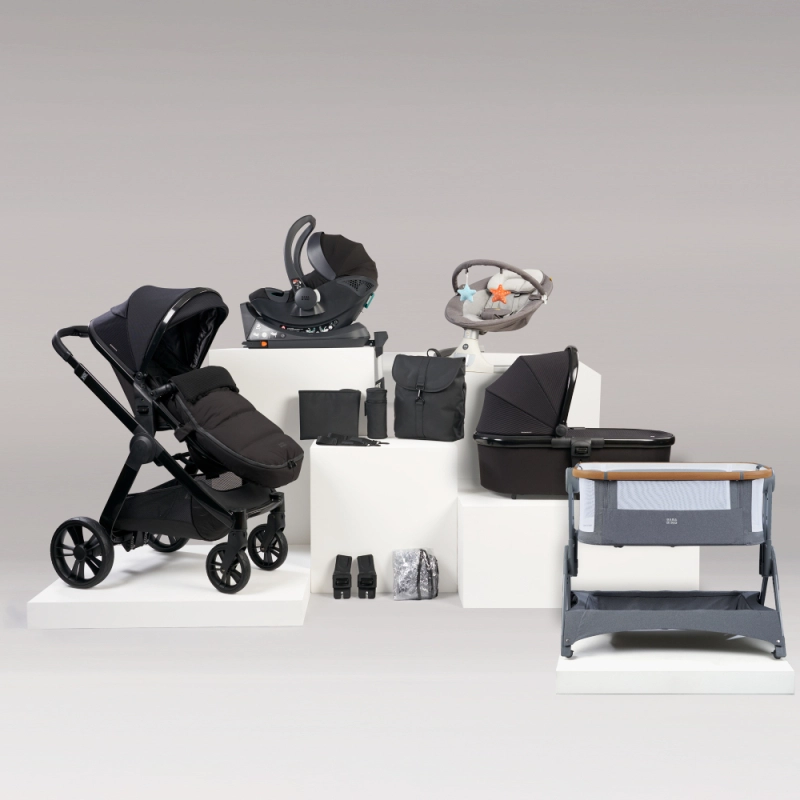 BabaBing Raffi 15 Piece Travel System and Home Bundle - Gloss Black