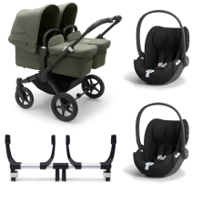 Bugaboo Donkey 5 Twin (Cloud T) Travel System Bundle - Black/Forest Green