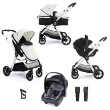 Babymore Mimi 3 in 1 Travel System Bundle with Coco i-Size Car Seat - Silver