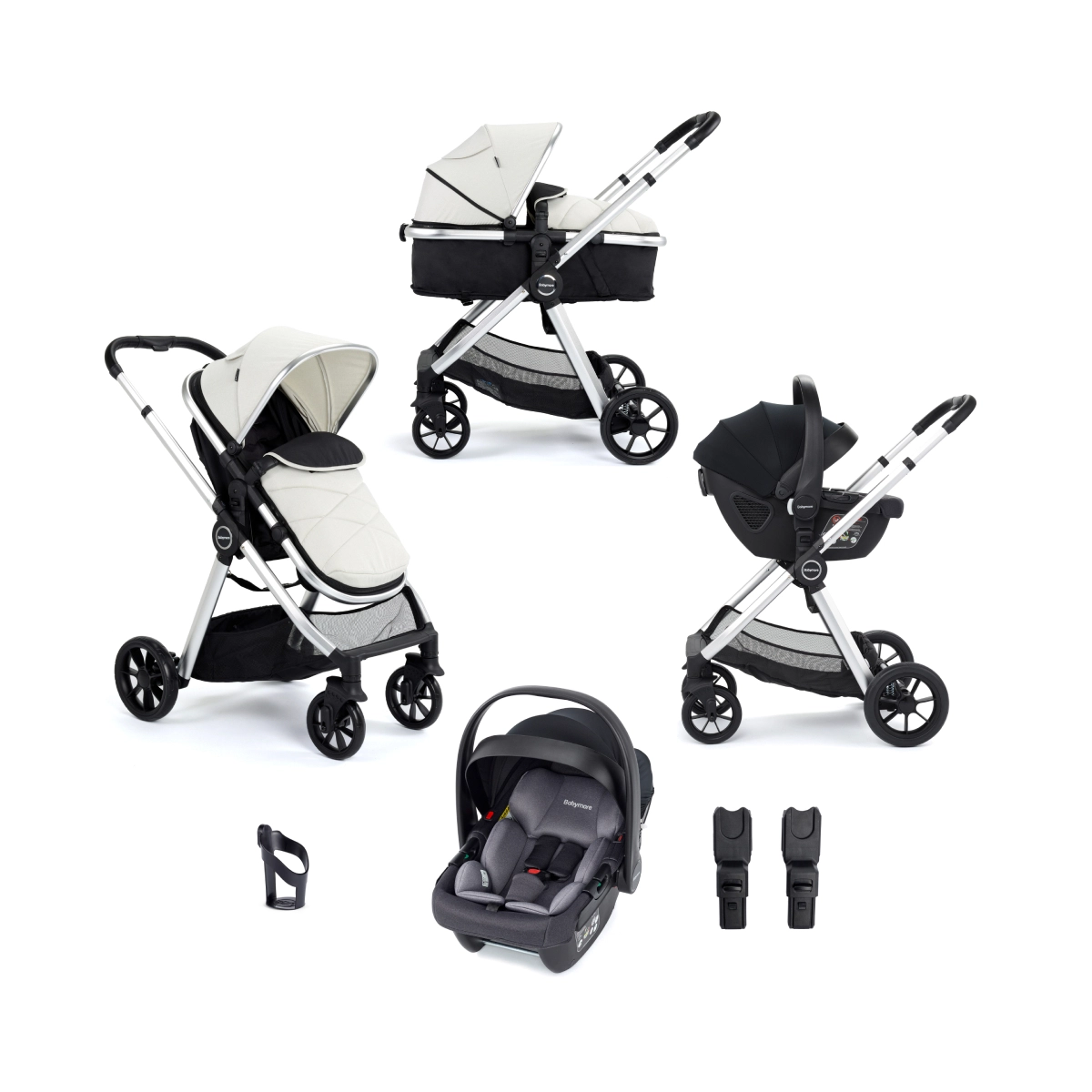 Babymore Mimi 3 in 1 Travel System Bundle with Coco i-Size Car Seat