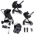 Babymore Mimi 3 in 1 Travel System Bundle with Coco i-Size Car Seat with Isofix Base - Black