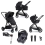 Babymore Mimi 3 in 1 Travel System Bundle with Coco i-Size Carseat with Isofix Base - Black