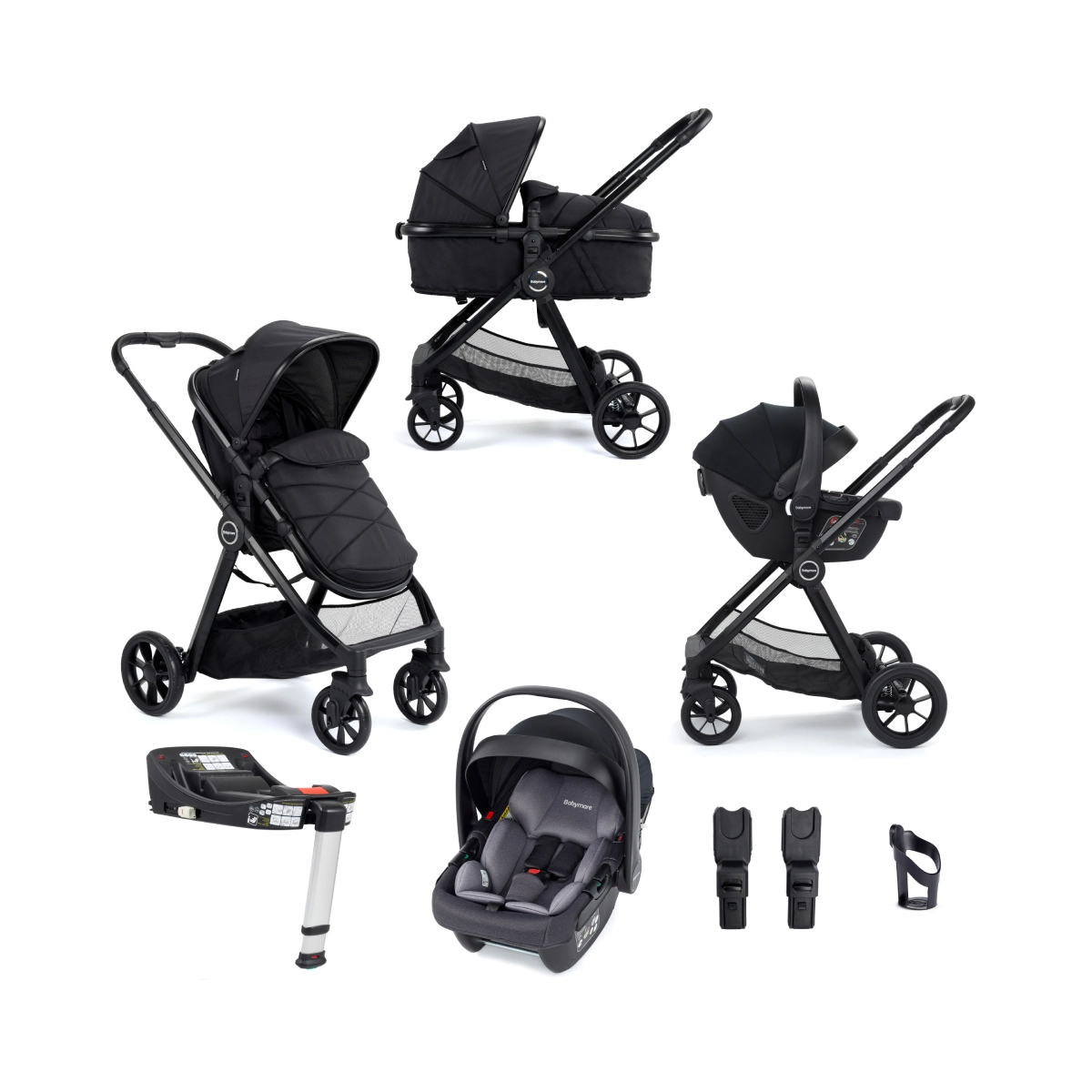 Babymore Mimi 3 in 1 Travel System Bundle with Coco i-Size Car Seat with Isofix Base