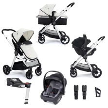 Babymore Mimi 3 in 1 Travel System Bundle with Coco i-Size Car Seat with Isofix Base - Silver
