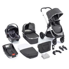 Babymore Memore V2 13 Piece Travel System Bundle with Coco i-Size Car Seat and Isofix Base - Chrome