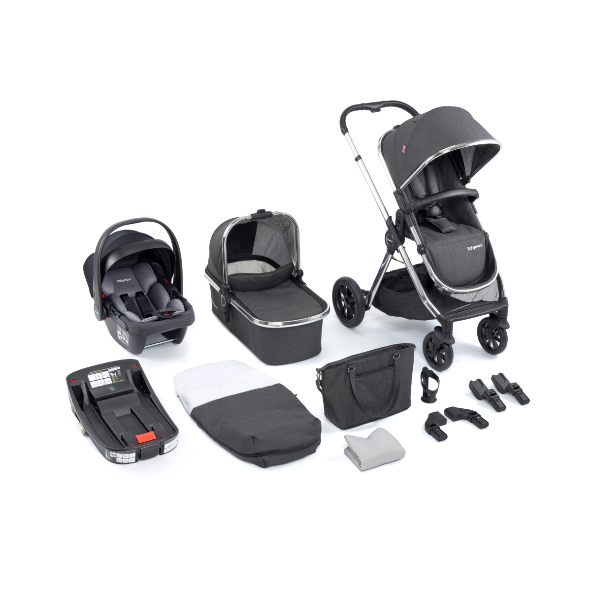 Babymore Memore V2 13 Piece Travel System Bundle with Coco i-Size Car Seat and Isofix Base