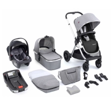 Babymore Memore V2 13 Piece Travel System Bundle with Coco i-Size Car Seat and Isofix Base - Silver