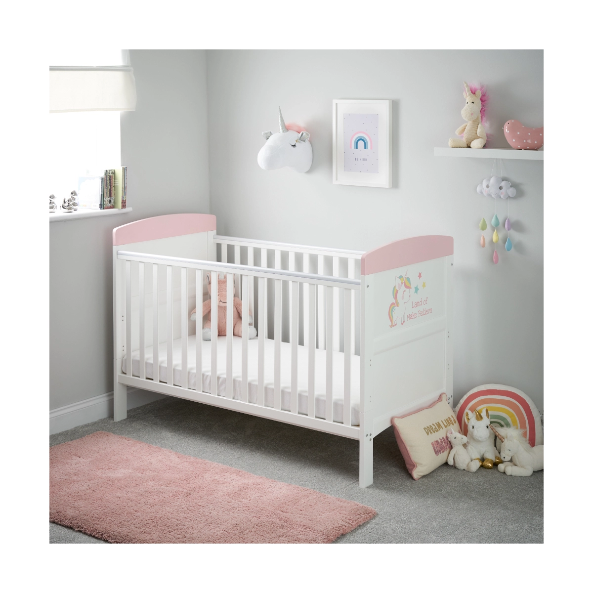 Image of OBaby Grace Inspire Cot Bed-Unicorn