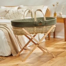 The Little Green Sheep Natural Knitted Moses Basket and Stand Bundle-Juniper