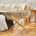 The Little Green Sheep Natural Knitted Moses Basket and Stand Bundle-Truffle