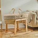 The Little Green Sheep Natural Quilted Moses Basket & Rocking Stand Bundle-Truffle Rice