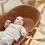 The Little Green Sheep Natural Quilted Moses Basket & Rocking Stand Bundle-Terracotta Rice