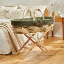 The Little Green Sheep Natural Knitted 6pc Moses Basket Bundle-Juniper
