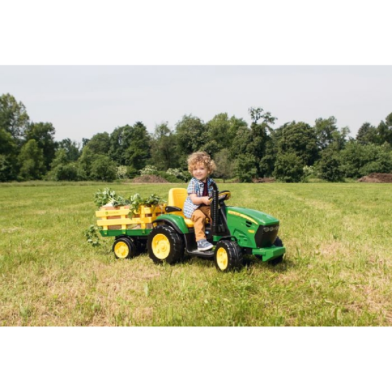Peg Perego John Deere Ground Force Childrens Ride On Tractor With Trailer (Refurbished)