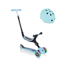 Globber Go Up Foldable Lights Scooter with Go Up Helmet Lights XXS/XS (45-51cm) - Pastel Blue