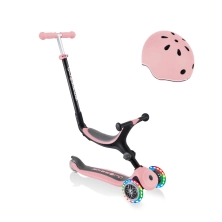 Globber Go Up Foldable Lights Scooter with Go Up Helmet Lights XXS/XS (45-51cm) - Pastel Pink