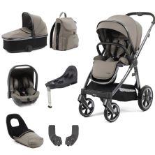 BabyStyle Oyster 3 Gun Metal Chassis 7 Piece Luxury Travel System - Stone